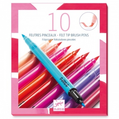 Djeco 10 Felt Tip Brush Pens (Various Colours)